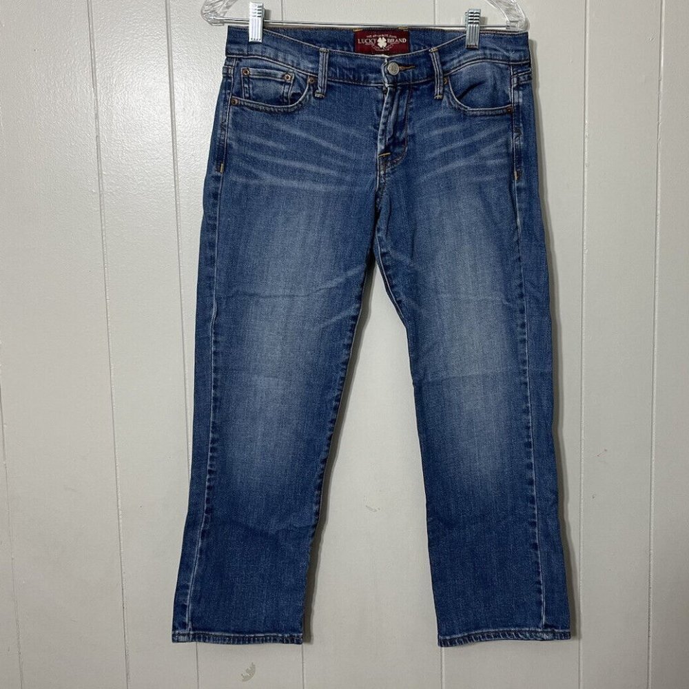 Lucky Brand Sweet Crop Jeans Size 4/27 Blue Stretch Denim Cropped Mid Rise Women